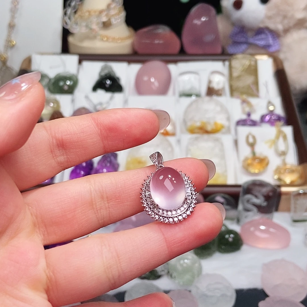 水晶吊坠(赠链)银S925镶嵌