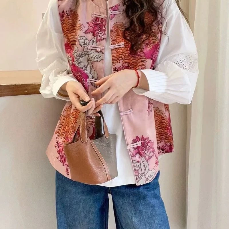 2025马甲春款新年服中式中国风民族风女装外套国风双面穿安可拉红