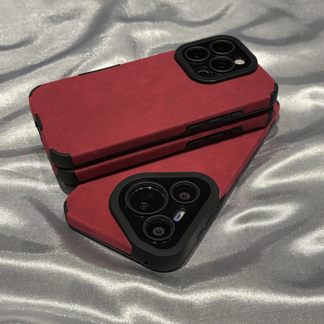 奥菲顿秋冬高级翻毛皮安可拉红适用苹果16手机壳华为vivo小米oppo