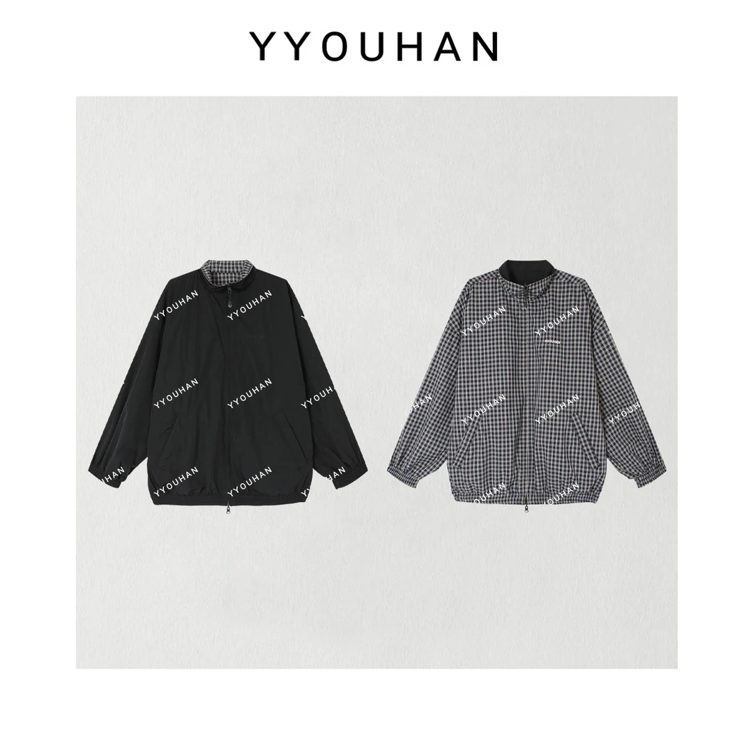 YYOUHAN 2025新款小众设计极简风两面穿立领冲锋衣外套 2508C4424