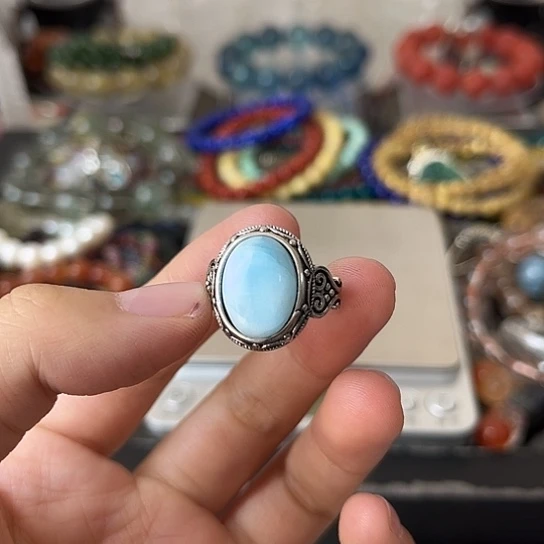 针钠钙石（海纹石）戒指合金矿坑60