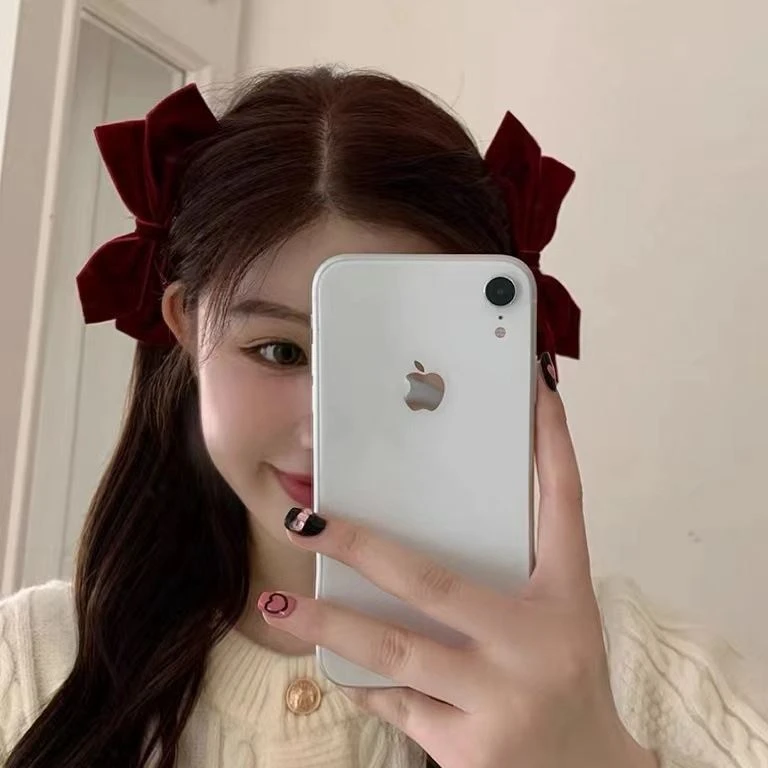 【艺凡】秋冬立体丝绒蝴蝶结发夹女刘海夹网红法式复古边夹顶夹