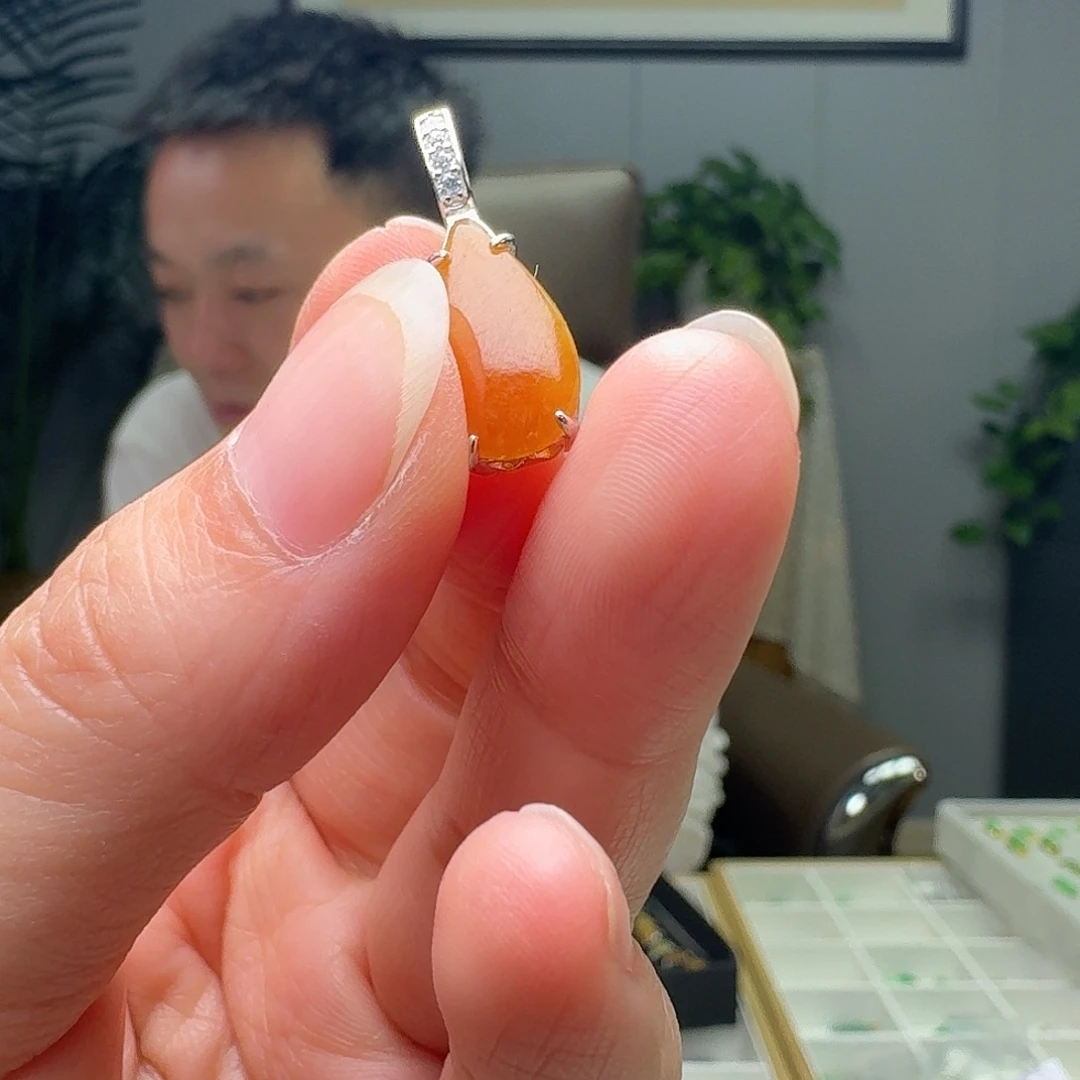 翡翠银S925镶嵌吊坠(不含链)天然