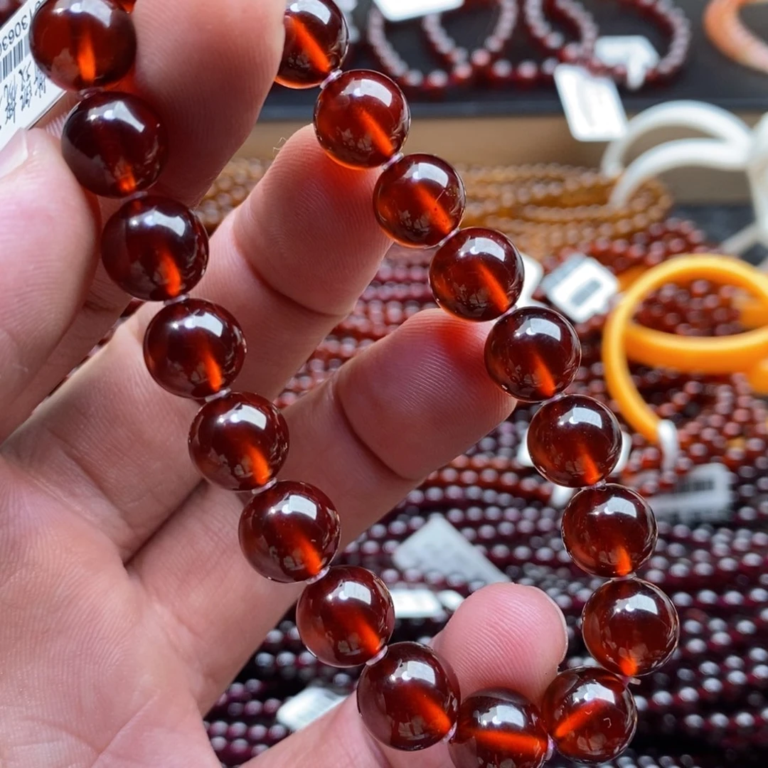 石榴石手链未镶嵌9.8mm毕业级橙红色