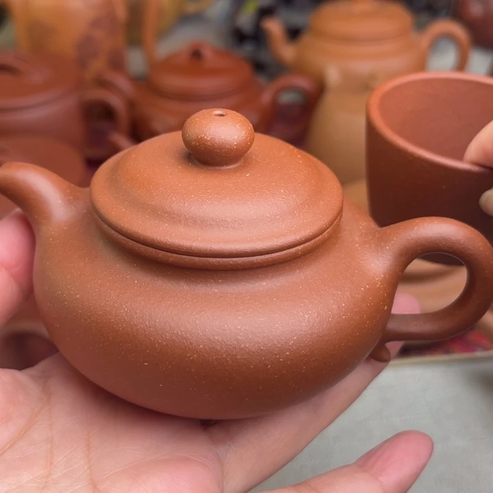 紫砂茶壶原矿红降坡仿古精工半手150cc