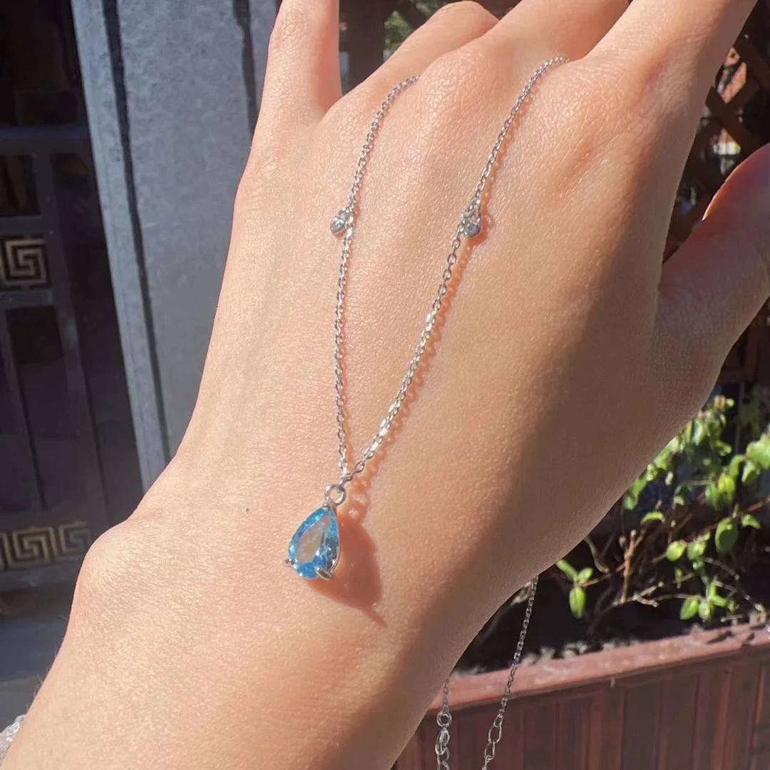 S925银托帕石项链/506