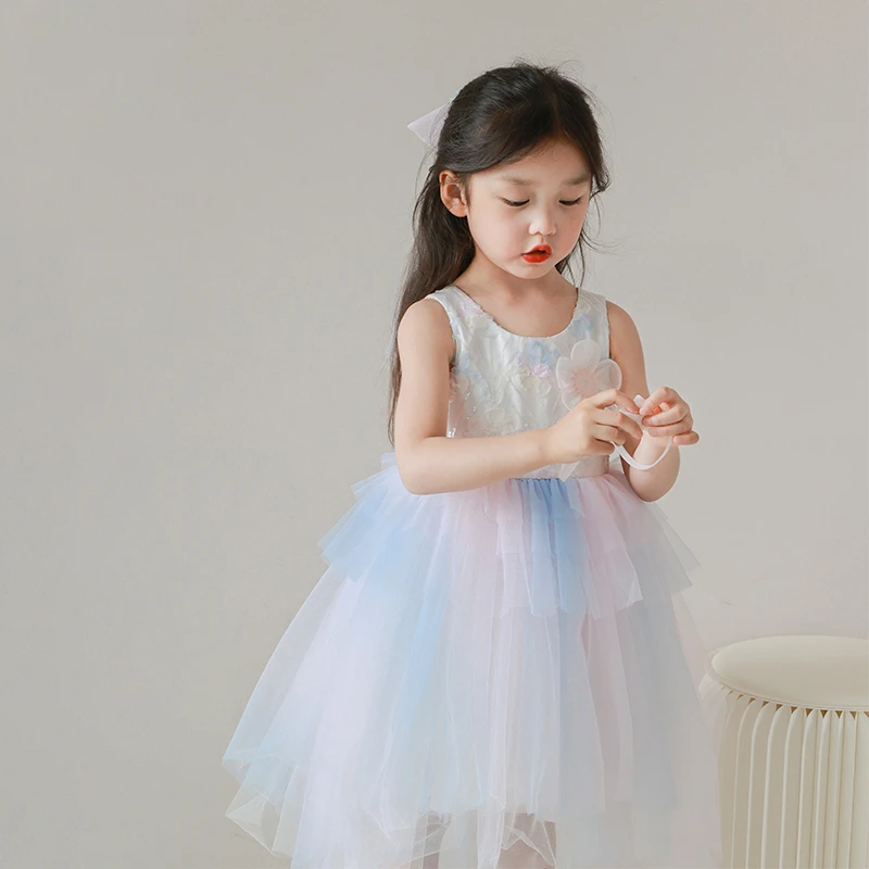 大耳象童装铺女童花朵渐变纱裙2023夏季新款小女孩2304007