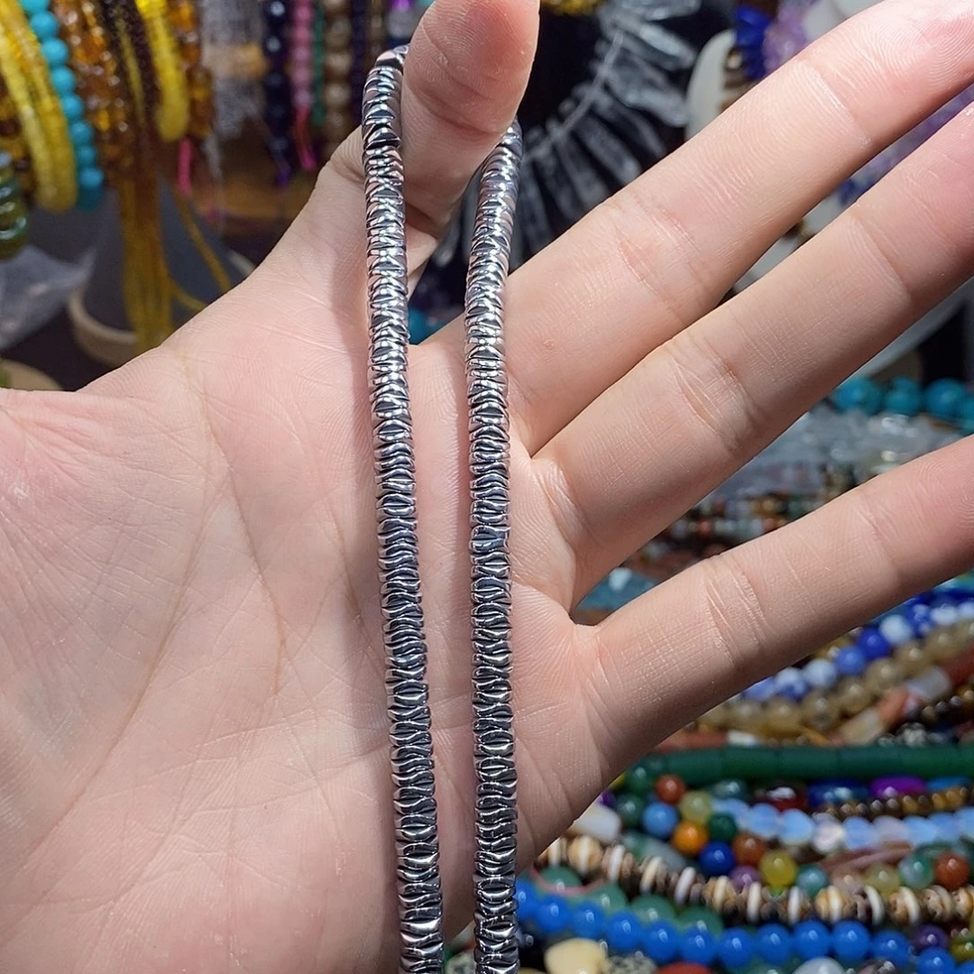 石英质玉未镶嵌，黑胆石波浪隔片6mm，