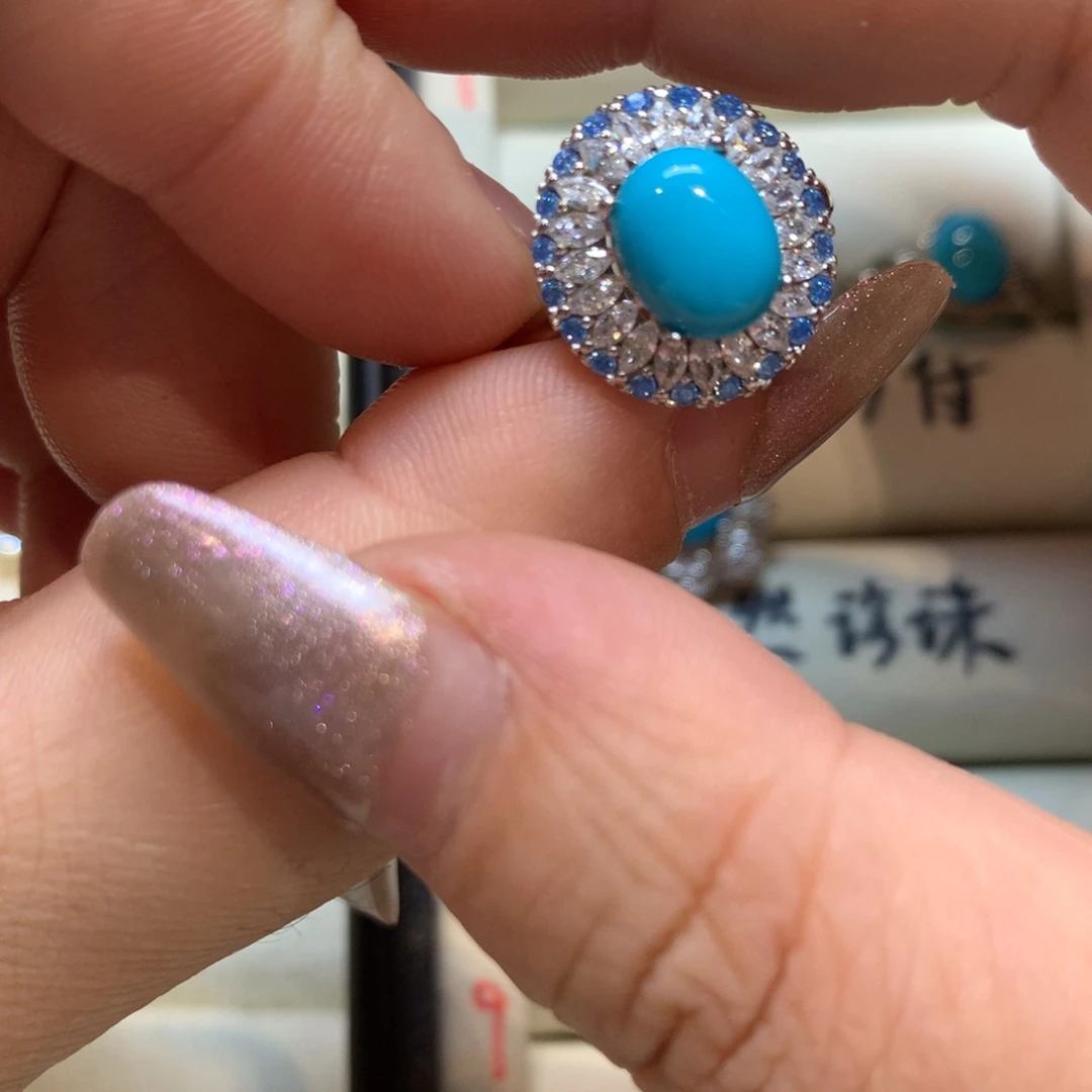 绿松石银S925镶嵌戒指