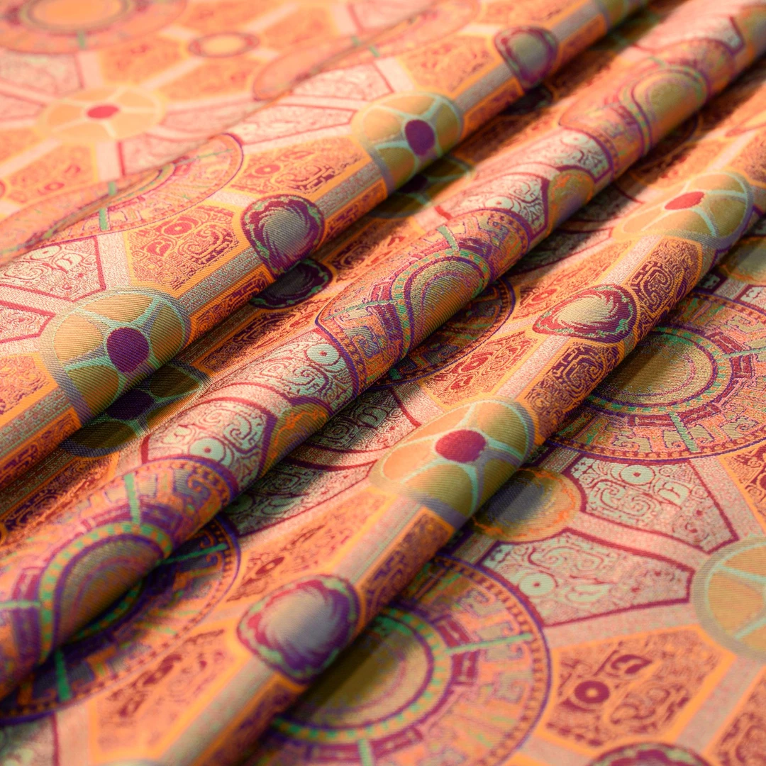 【张和才蜀锦】太阳神40姆米新中式国风桑蚕丝蜀锦面料 0.7m起拍