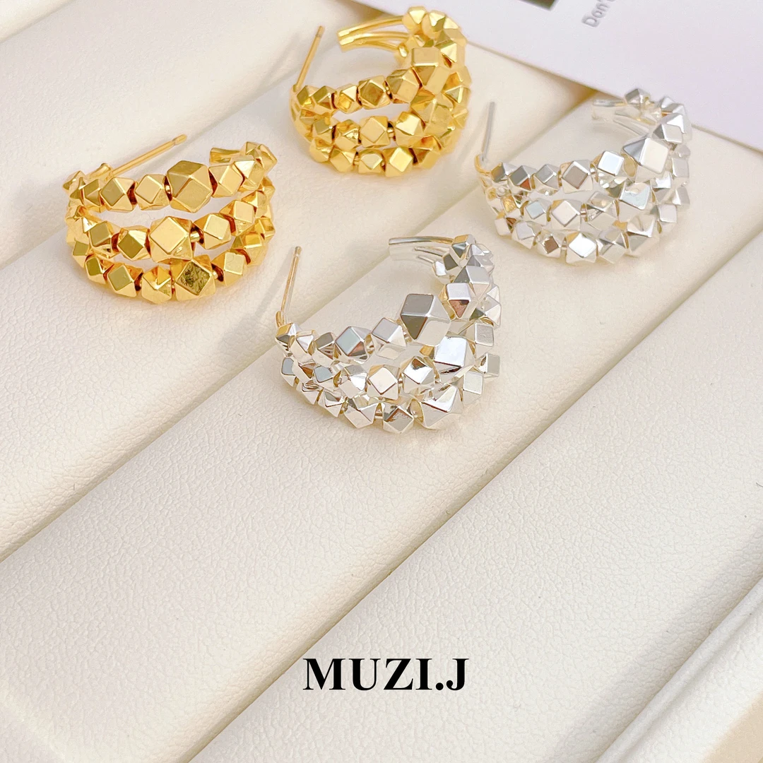 铜合金耳饰 【蹦迪珠C圈耳针】冷淡风气质时尚百搭精致耳环-6004