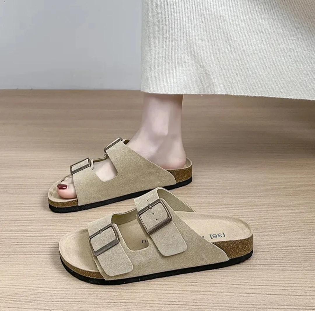 勃肯拖鞋二字平底拖全真皮凉鞋厚底百搭休闲鞋夏季时尚软底凉拖