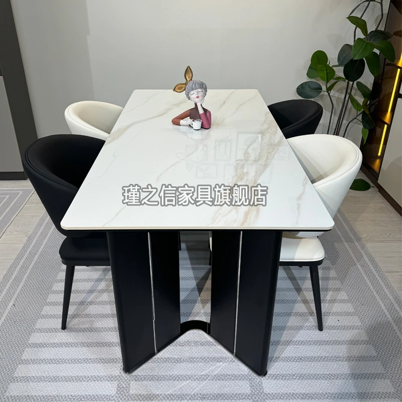 瑾之信意式极简长方形家用客厅现代简约岩板餐桌轻奢组合吃饭桌子