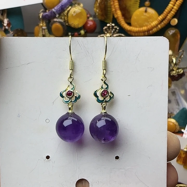 银S925镶嵌耳饰紫晶