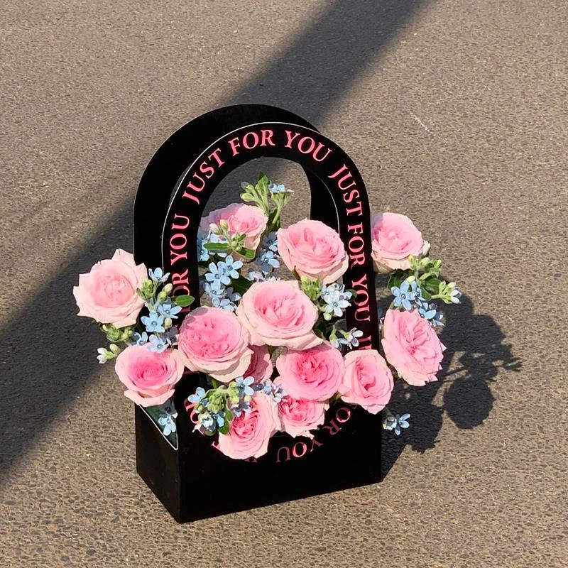 玫瑰康乃馨手提花盒成品仿真花女神节送妈妈生日礼物女友朋友闺蜜