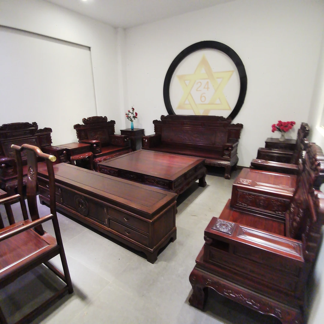 财源滚滚沙发实木沙发木质雕花新中式客厅实木家具家用