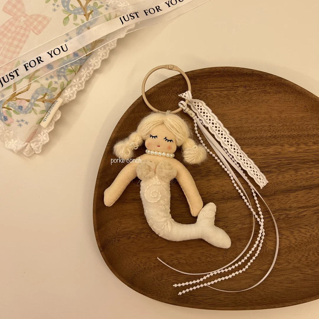 新款韩版碎花布艺美人鱼娃娃包包挂件可爱女孩包挂挂饰钥匙扣礼物