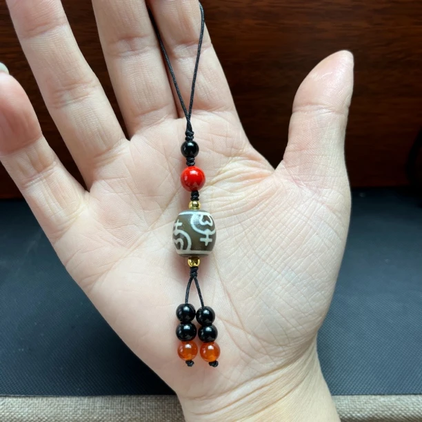 梵藏天珠玛瑙藏式高油老油沁宝瓶桶珠手机挂钥匙挂民族风配饰