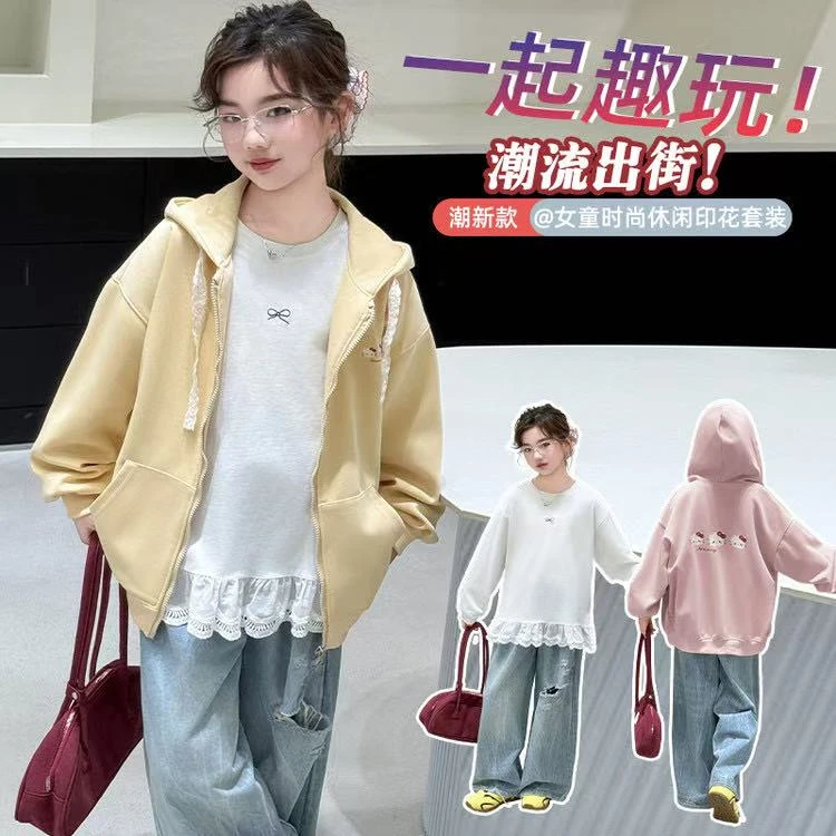 女童外套春装2025新款儿童连帽卫衣女孩韩范炸街运动休闲春季上衣