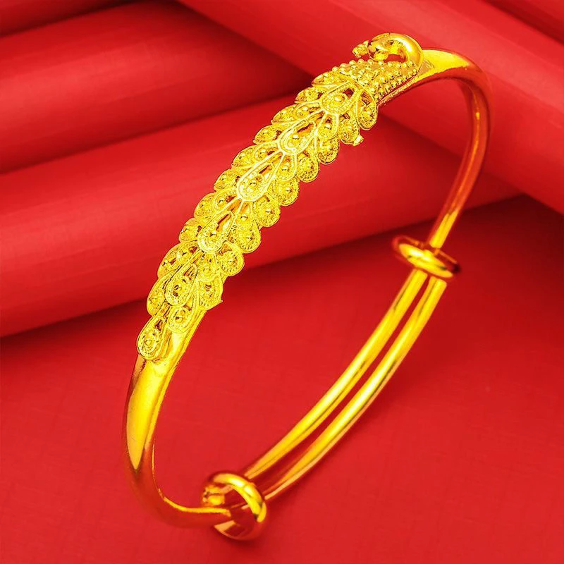 孔雀推拉手镯手镯时尚百搭女生妈妈送礼手链镀K金时尚百搭店铺同