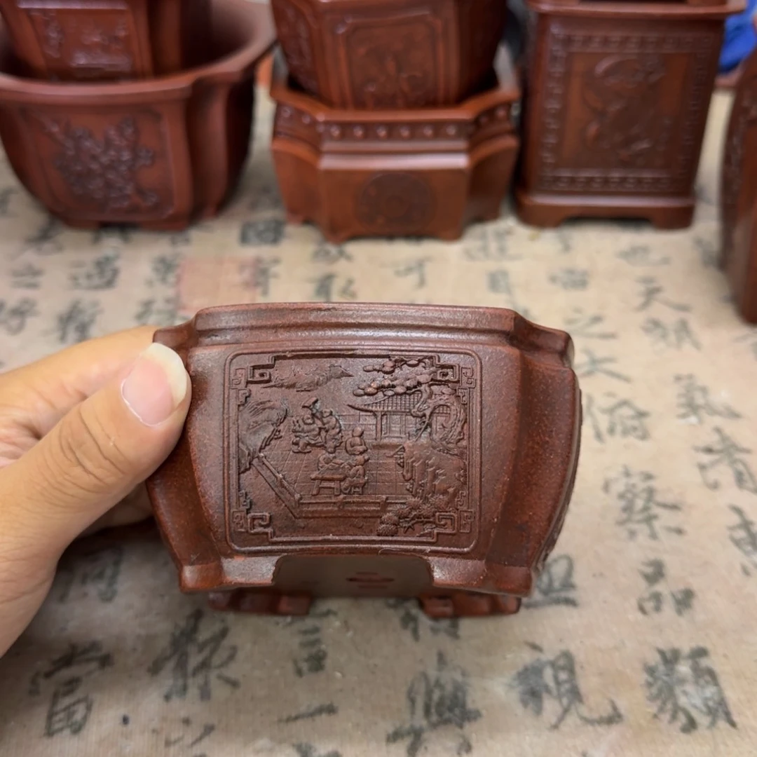 紫砂花盆10.5x5.5内经紫砂花盆