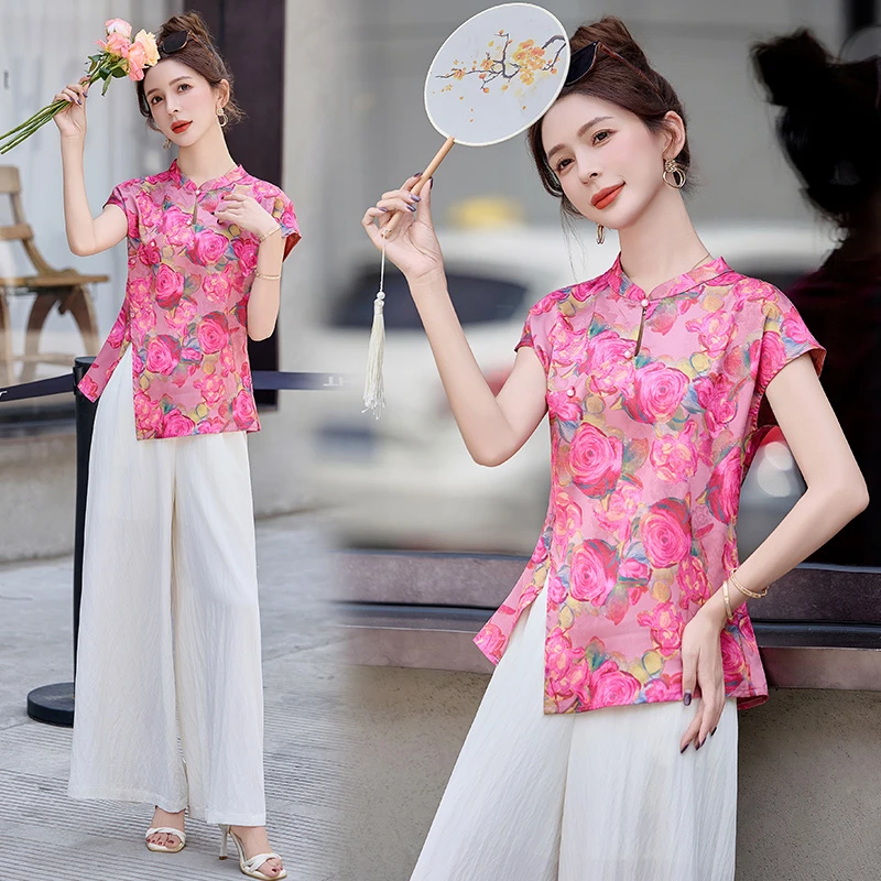 新中式设计感时髦套装女2025夏季新款清冷感改良唐装显高两件套潮