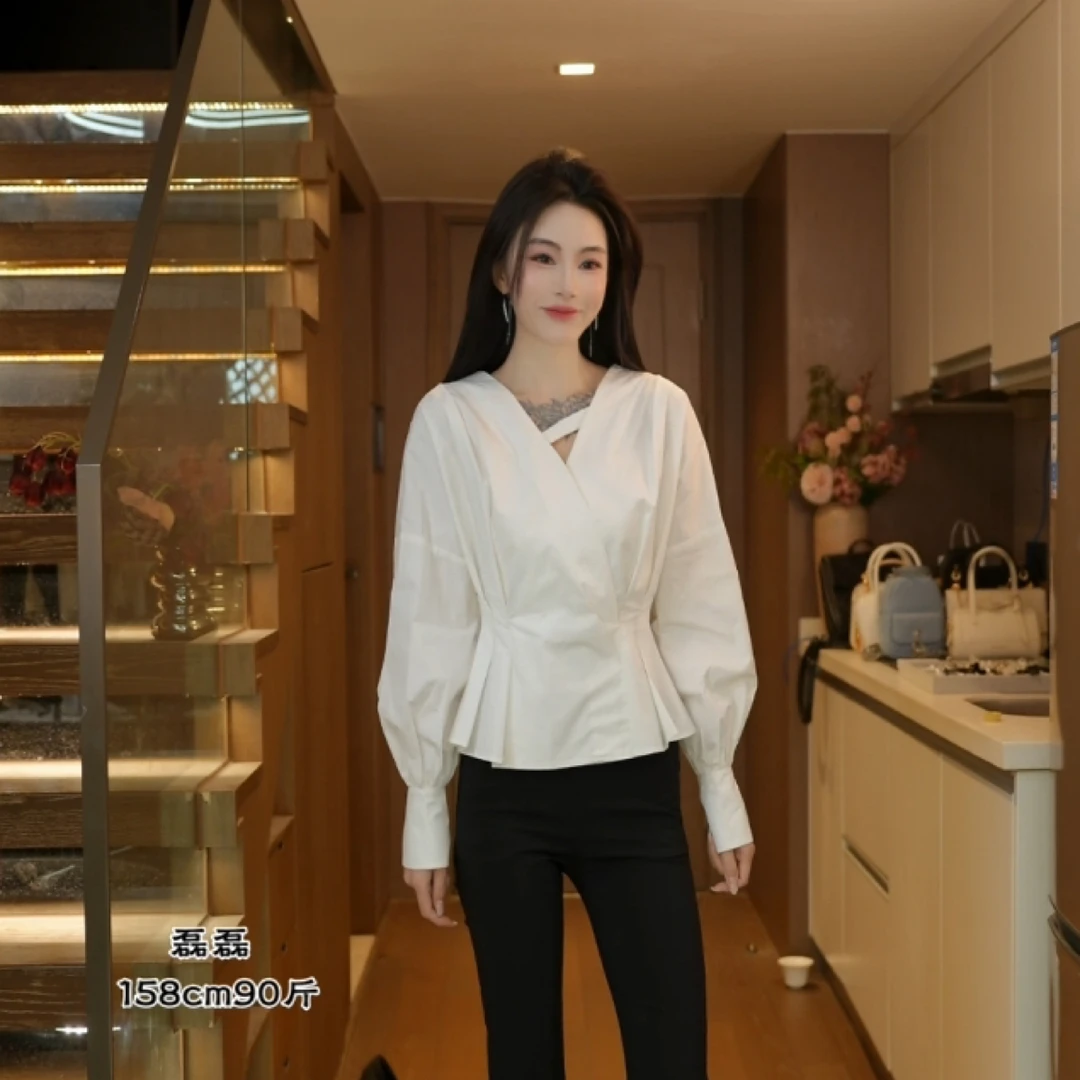 磊磊【左岸月光】衬衫 重工原创v领衬衫6620#