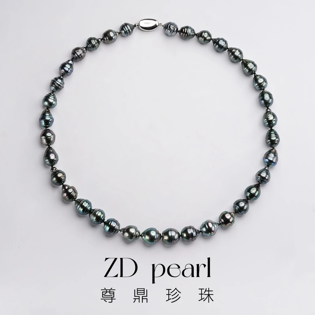 尊鼎珍珠-S925银海水黑珍珠大溪地项链+珠径8-11mm-Nami