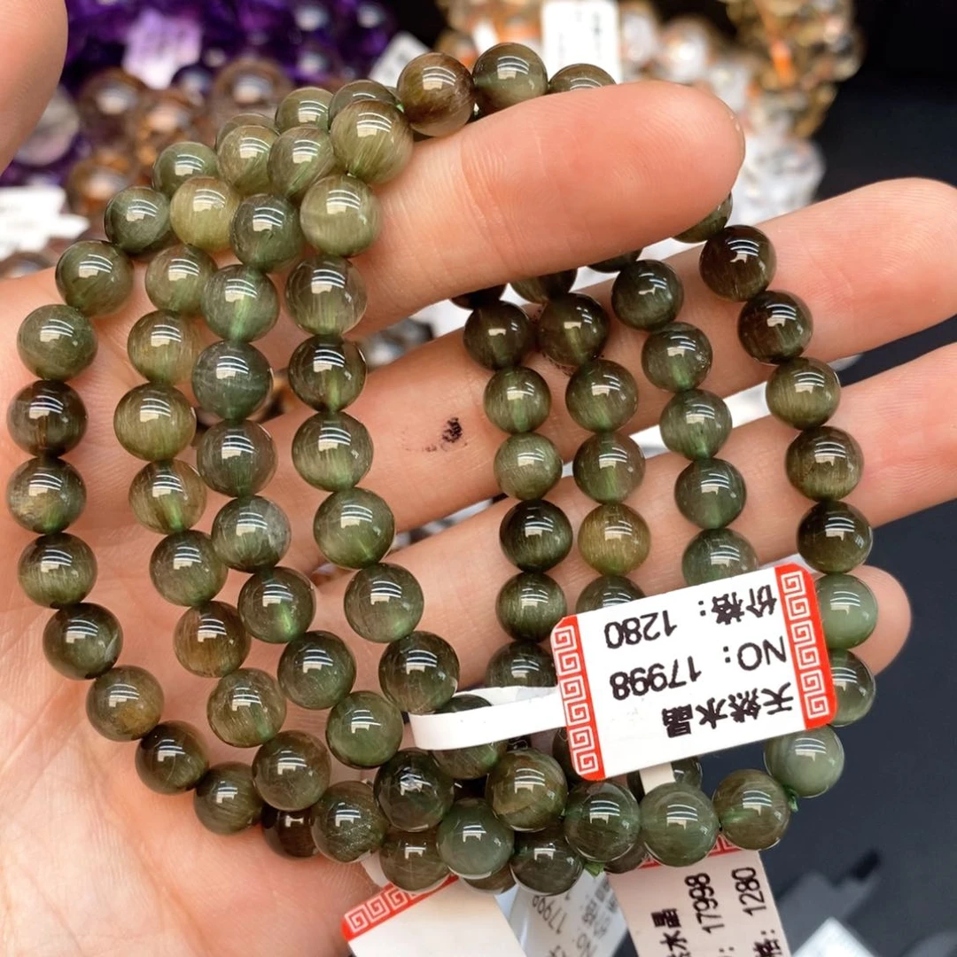 水晶手串未镶嵌21绿兔毛7mm多样性发其一