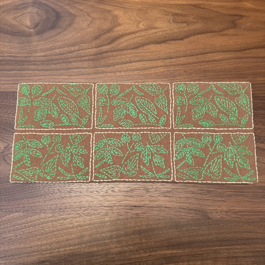 窗外的叶｜39*16.5｜手工刺绣茶席｜知己刺子绣