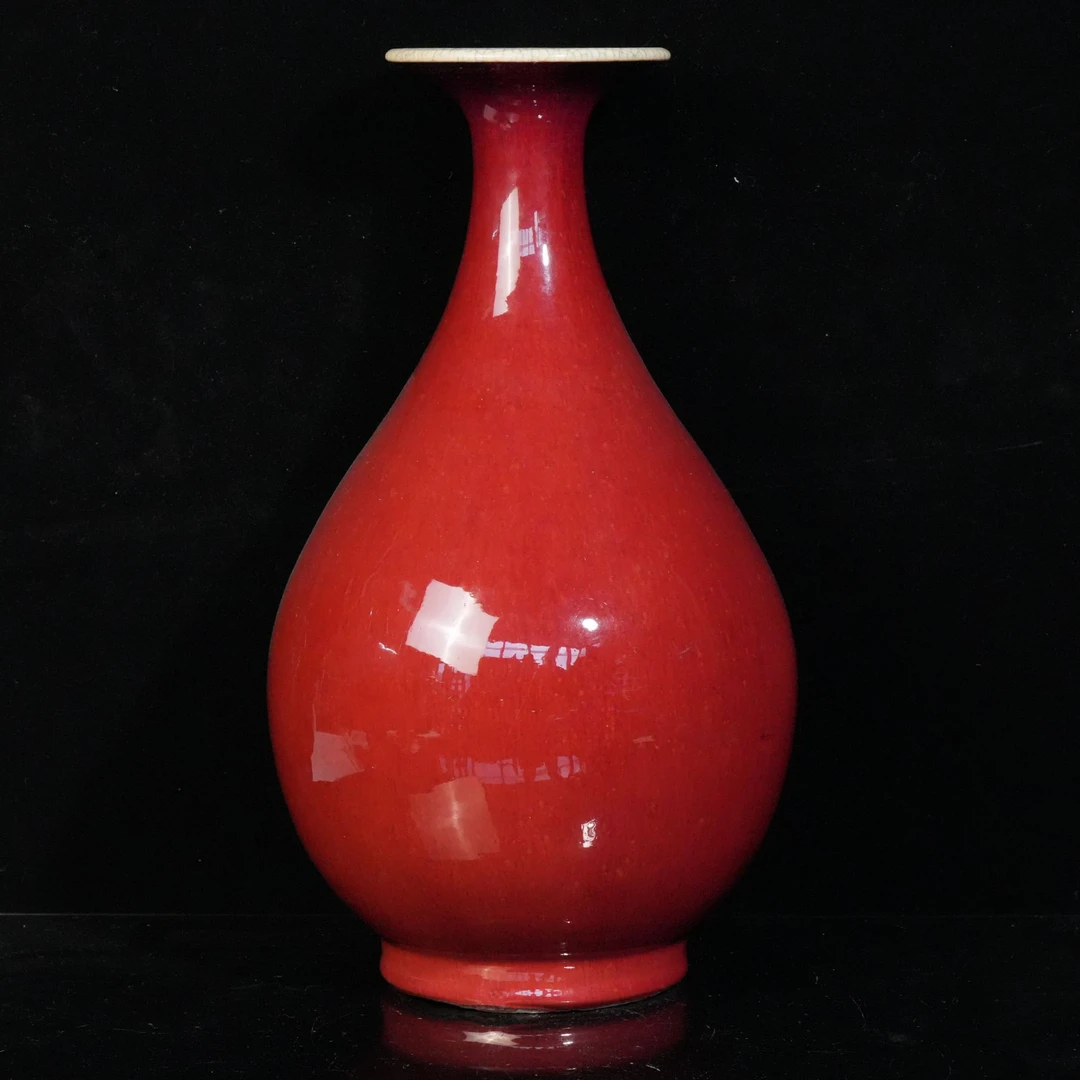 lot16668 5978 清中期 红釉玉壶春瓶 H:41.8