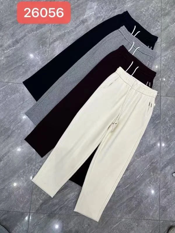 【黑黑家】秋冬新款口袋小标弹力腰抽绳设计休闲直筒纯色卫裤裤子