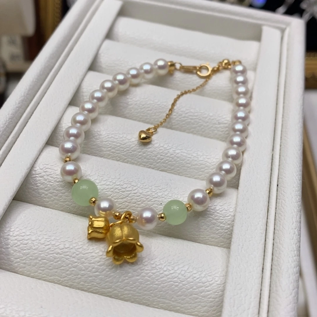 淡水珍珠手链银S925镶嵌5-6