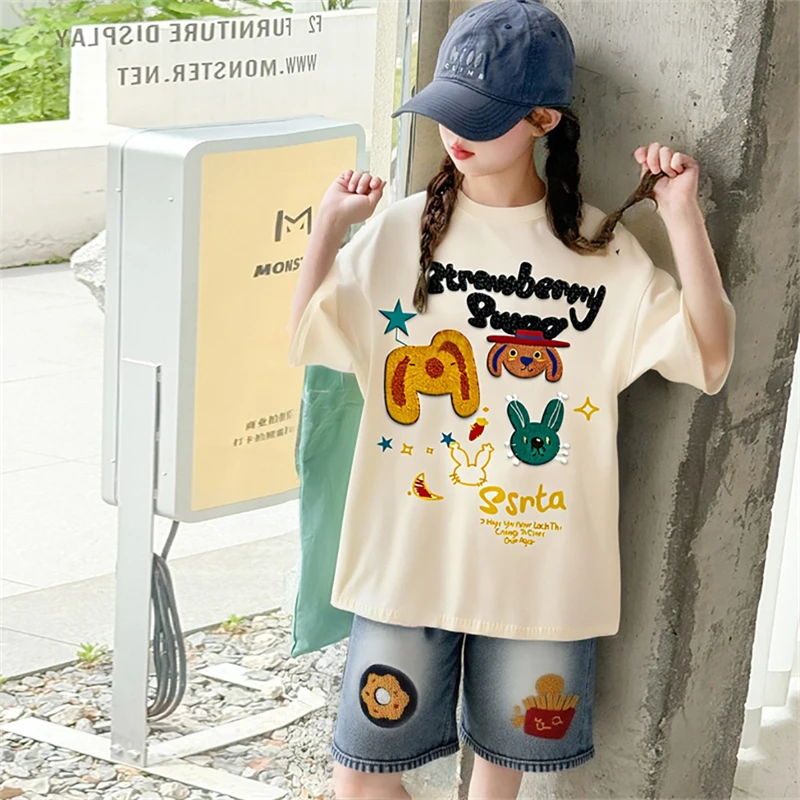 大女童装夏装6-12岁潮款高级感牛仔套装2025年款衣服儿童洋气时髦