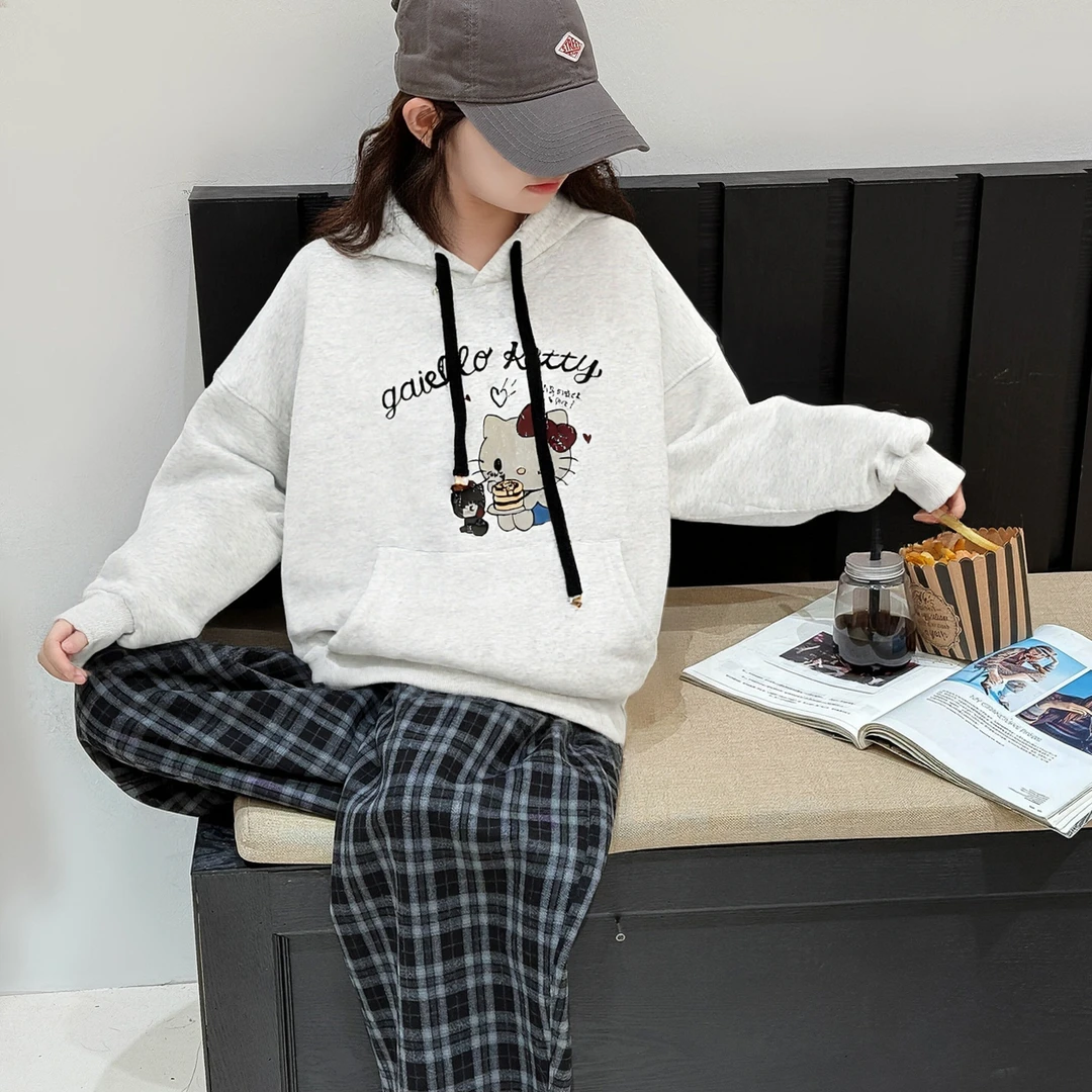 25WY077女童加绒卫衣秋冬款2025新款女孩上衣大童冬季冬装