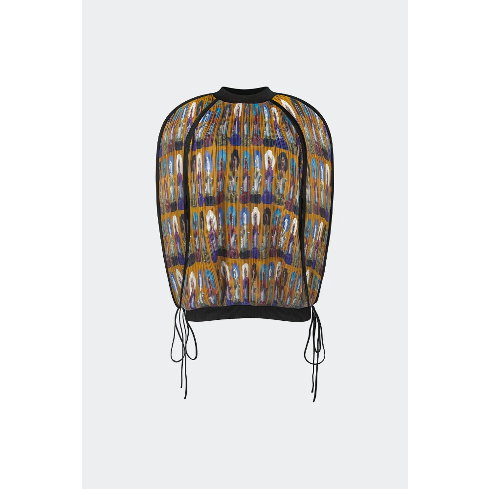 TUYUE涂月|「无名场」原创壁画印花圆廓形褶皱上衣「隐显」