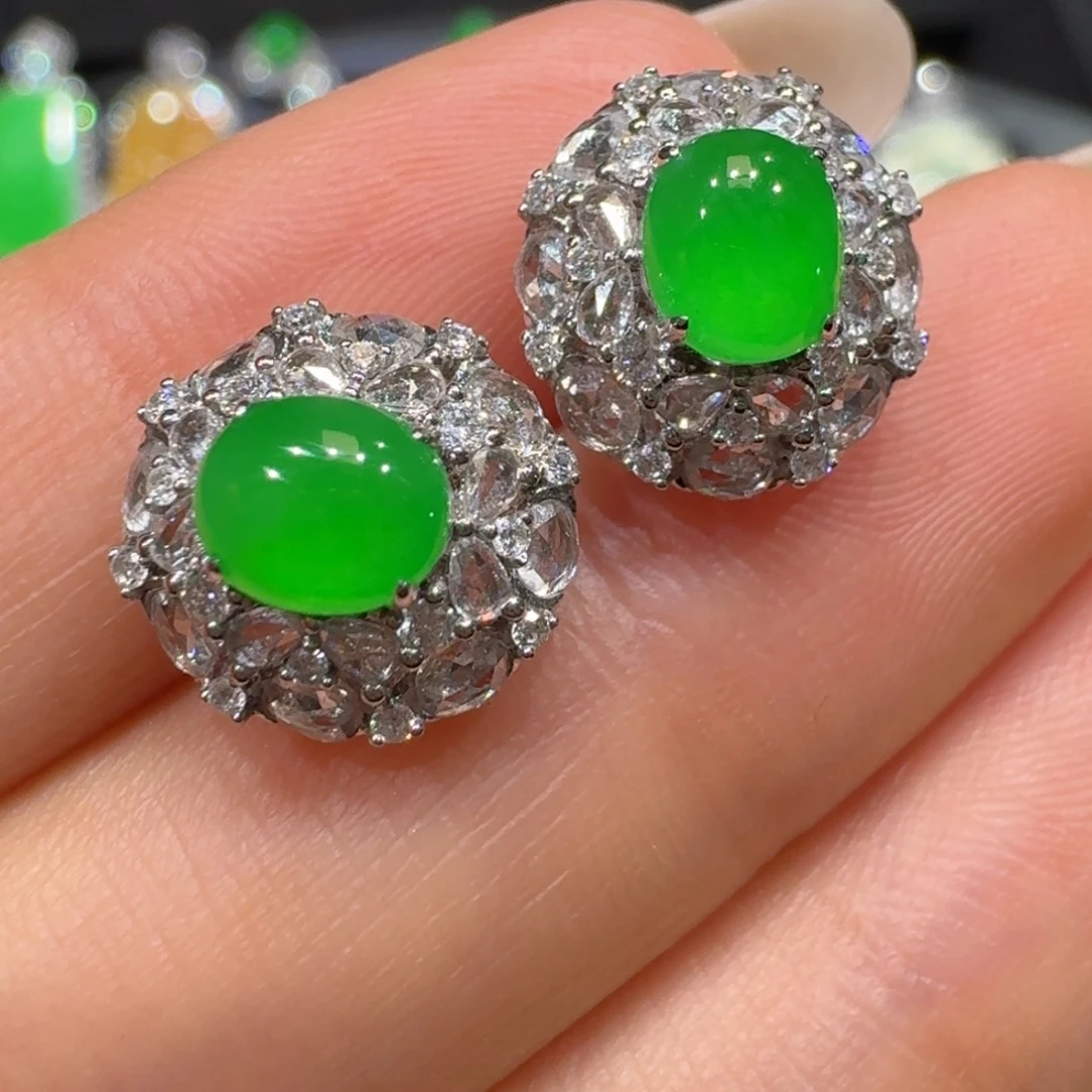 翡翠18K金镶嵌耳饰收到货48小时鉴赏期