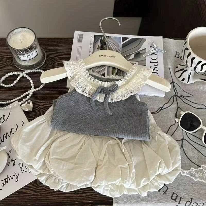 女童夏季裙裤套装2025新款韩版洋气女宝宝夏装吊带花苞裙裤两件套