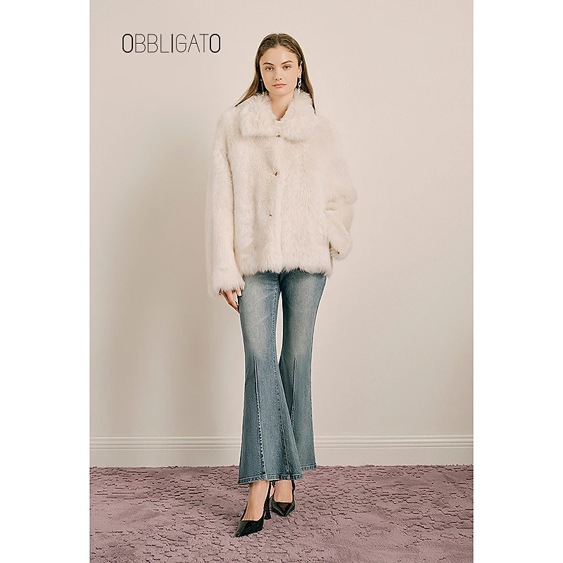 OBBLIGATO奥丽嘉朵冬季1C34509550翻领羊毛皮草外套