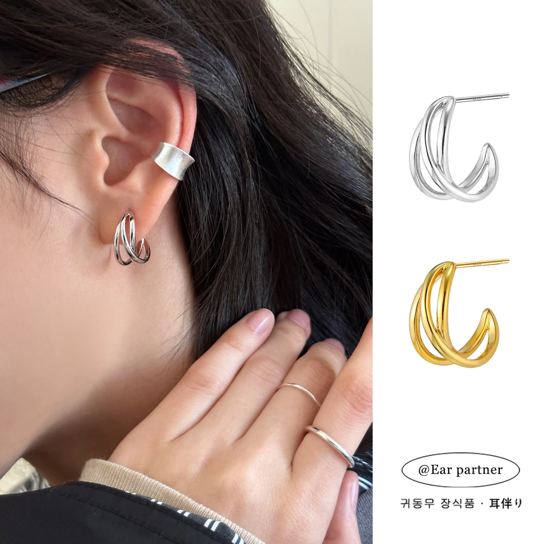 ERBAN/耳伴 925银耳饰 金属交叉耳钉高级感简约2025新款爆款耳环