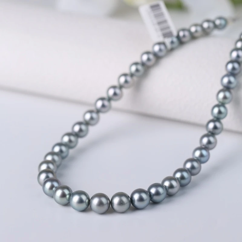【DOHX】18K金大溪地铂金灰珠链真科研SK烟岚云岫大溪地黑珍珠项链