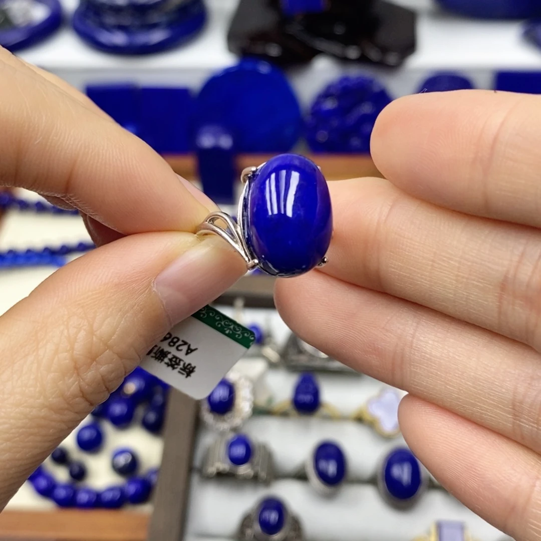 青金石戒指银S925镶嵌