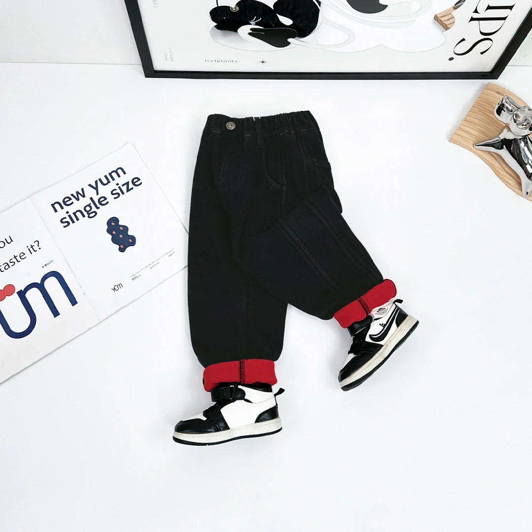 男童牛仔裤加绒裤子儿童2024新款秋冬装D-CXF3557牛仔裤男童加绒