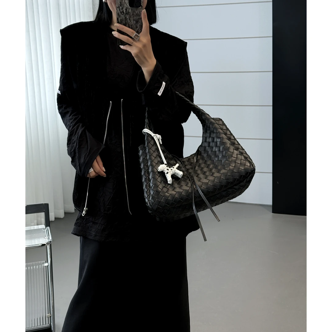 JISHE即奢高品质手工羊皮编织腔调十足hobo菜篮子托特包 AL2031