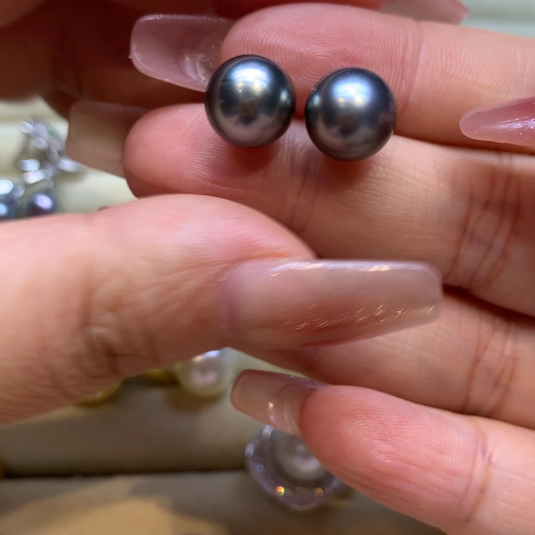 银S925镶嵌耳饰海水珍珠