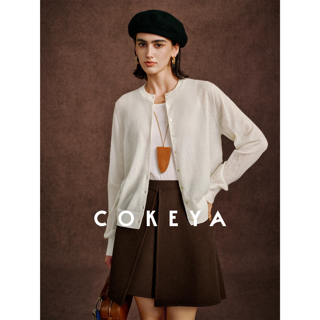 COKEYA/秋冬“实穿派”~85支精纺山羊绒小圆领u风薄款针织