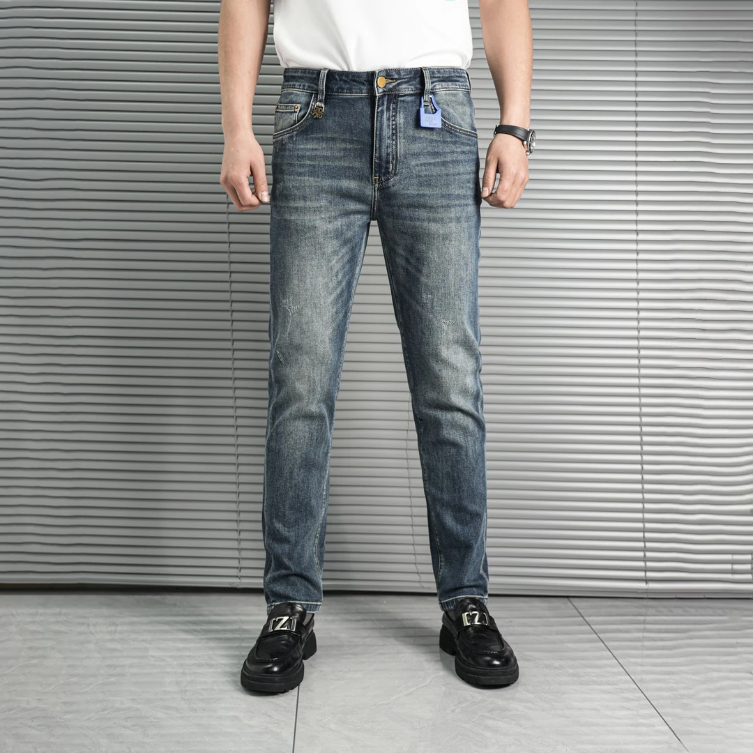 【巴尔赫】2025男士新款夏季百搭商务休闲时尚蓝色牛仔裤k6610