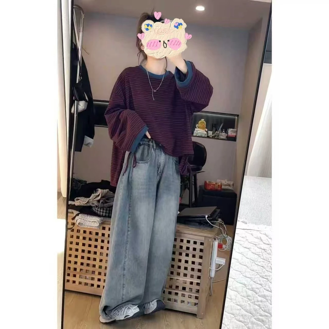 新款今年流行穿搭一整套宽松慵懒风上衣百搭显瘦牛仔裤