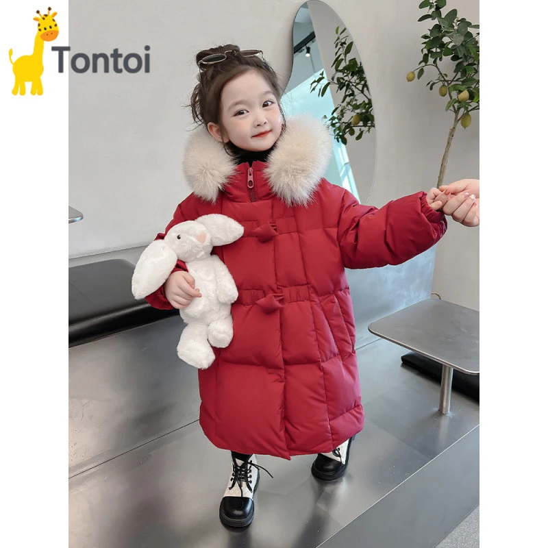 童泰【断码】女童冬款羽绒服新款洋气童装女宝宝冬季夹棉外套儿童冬