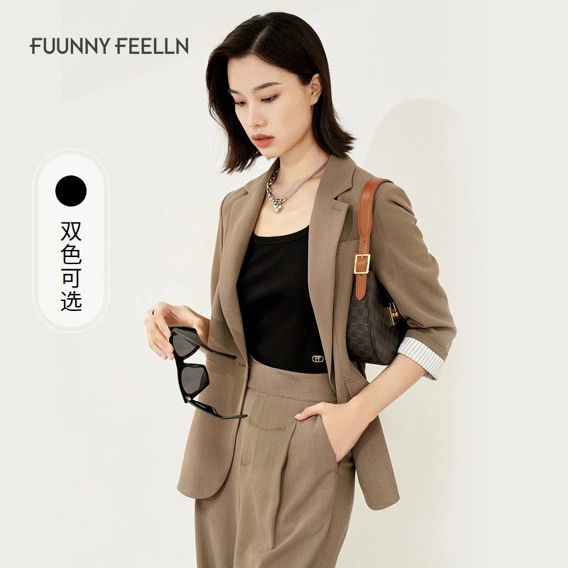 【KK专属】【韩系西服】七分袖一粒扣纯色时尚通勤外套女
